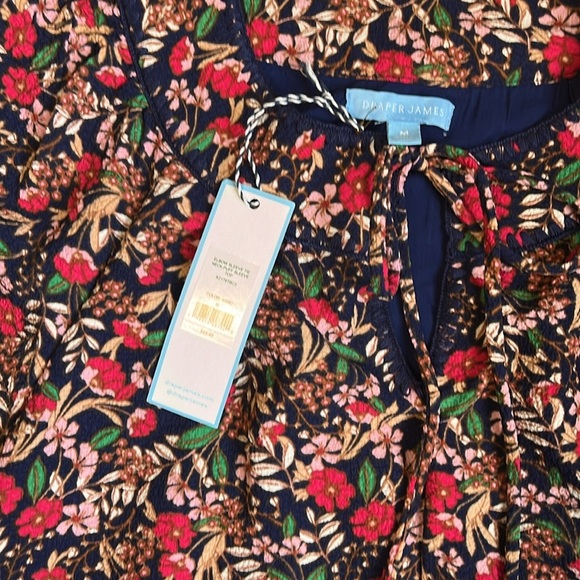 NWT Women's Draper James Elbow Sleeve Tie Neck Puff Sleeve Top Medium - Picture 3 of 5